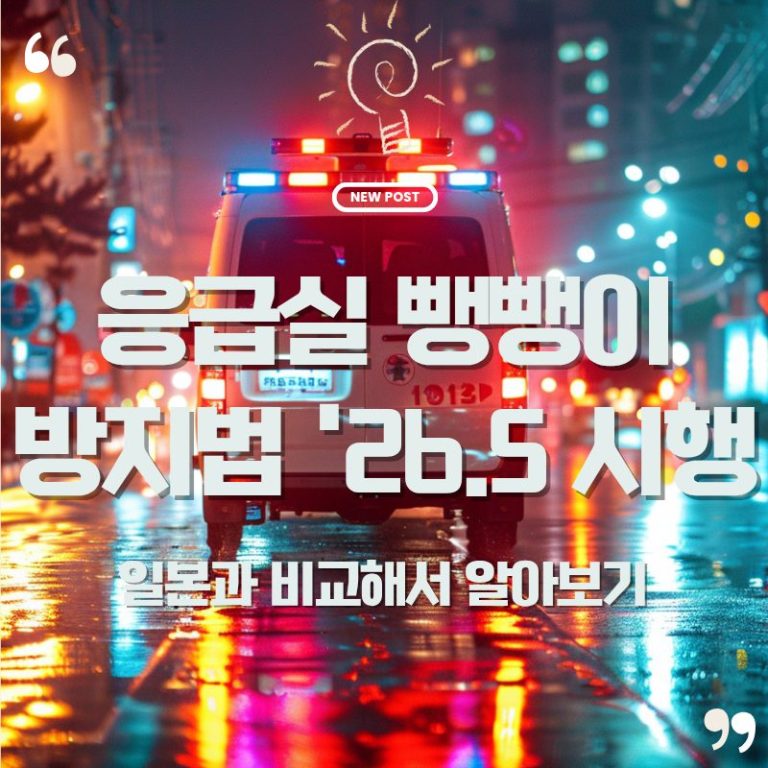 🚑응급실 뺑뺑이 방지법 완전 정리|2026년 응급의료법 개정안과 일본 ‘도쿄 룰’ 비교 9 🚑응급실 뺑뺑이 방지법 완전 정리|2026년 응급의료법 개정안과 일본 ‘도쿄 룰’ 비교